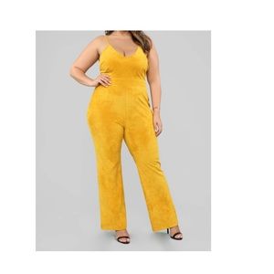 ‘Just A Fling Suede Jumpsuit’ - Mustard💛